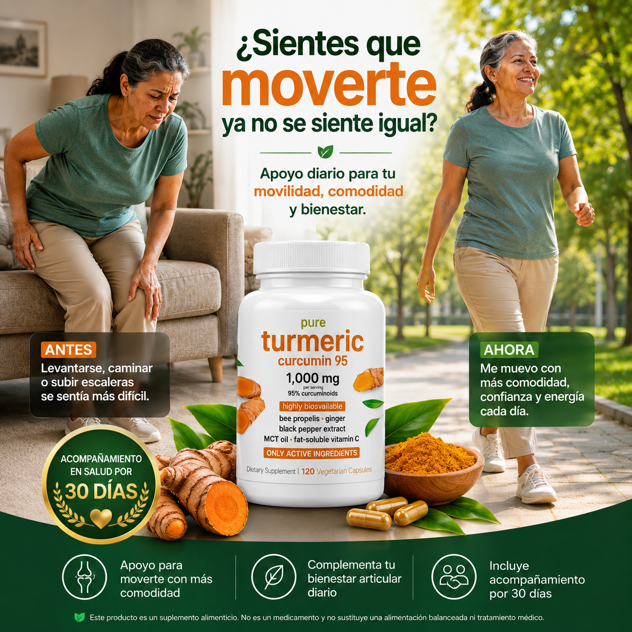 Movimiento Activo™ | Cúrcuma Curcumina 95 + Acompañamiento 30 Días