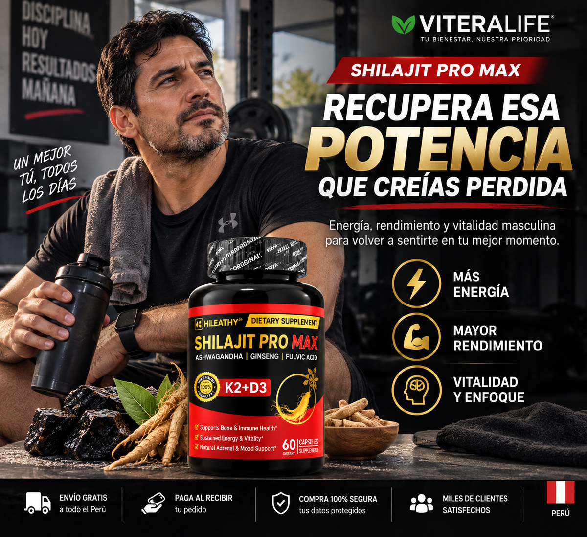 SHILAJIT PRO MAX | ENERGÍA, RENDIMIENTO Y VITALIDAD MASCULINA
